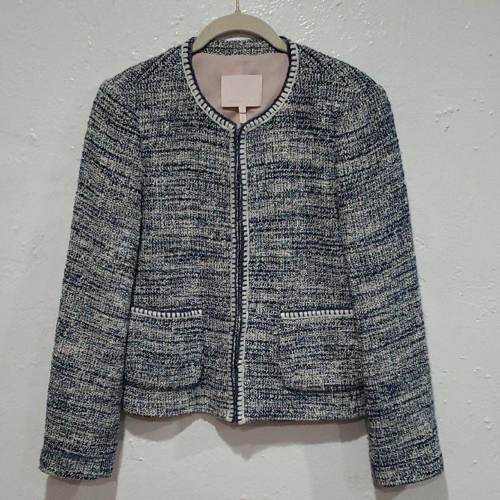 Rebecca Taylor Blue & White Tweed Blazer Size 8